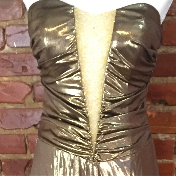 Alyce Designs gold strapless gown - Picture 2 of 13
